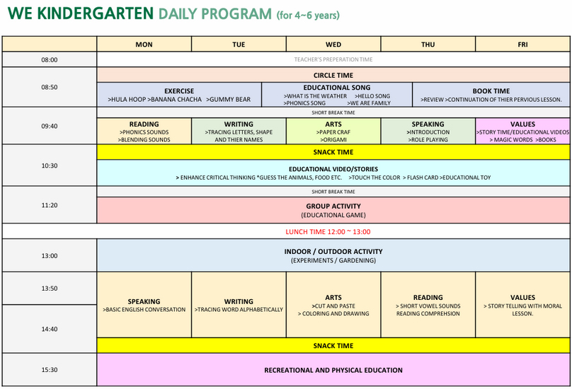 WE KINDERGARTEN PROGRAM